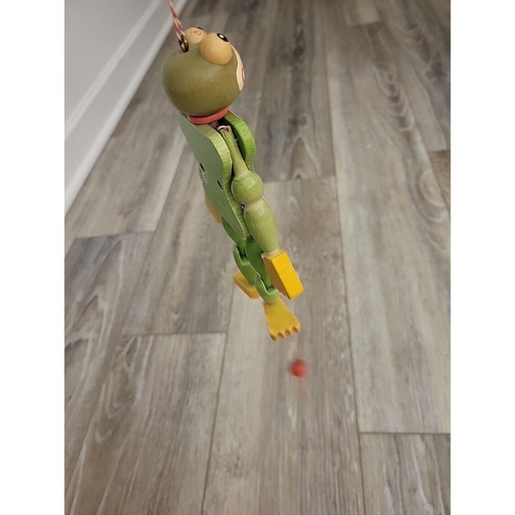 VINTAGE Frog Toad Puppet Toy Wooden Austrian M. Gschnitzer 7" Europe Works - Picture 11 of 12
